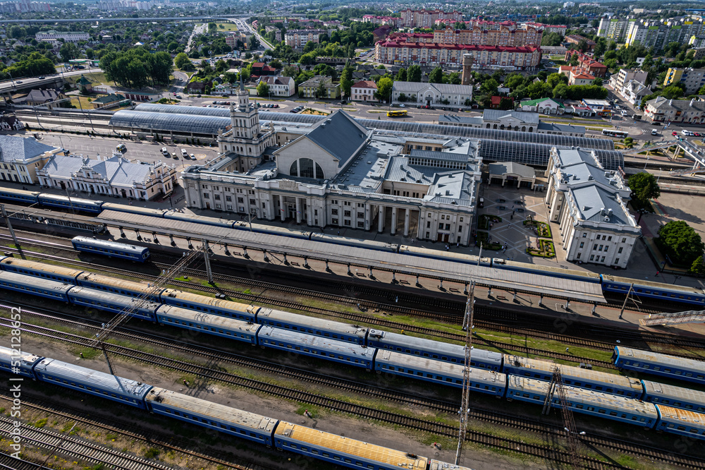 Railway station in Brest from a height