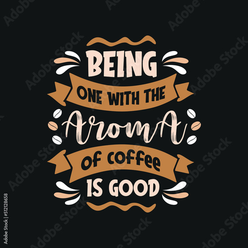 Coffee- funny Christmas saying with coffe cup . Good for T shirt print  poster  card  gift design. Hand drawn typography lettering phrase Good Morning Starts with Coffee. Modern calligraphy for greeti