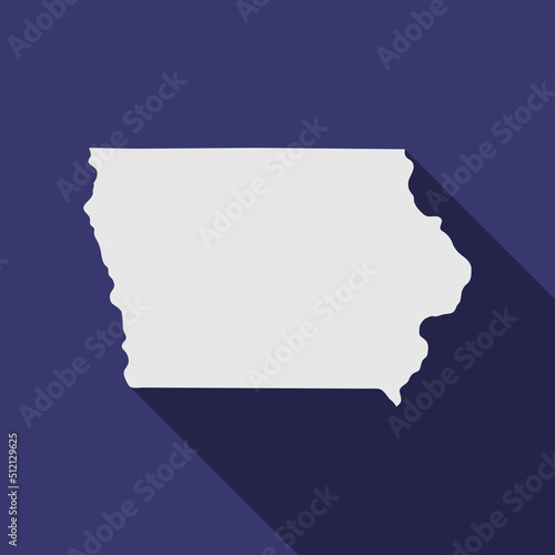 Iowa state map with long shadow