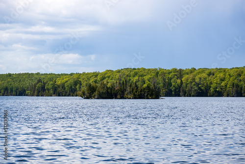 A view of a small island off the shore of Isle Royale National Park in Michigan
