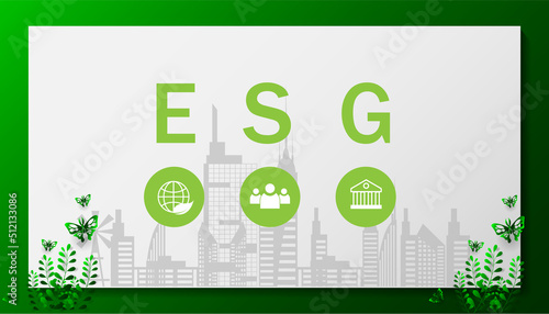 Banner ESG - Environmental, Social and Corporate Governance. concept of business trend. vector design illustration.