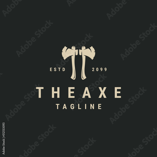 Axe vintage logo icon design template flat vector