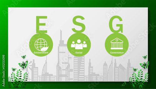 Banner ESG - Environmental, Social and Corporate Governance. concept of business trend. vector design illustration.