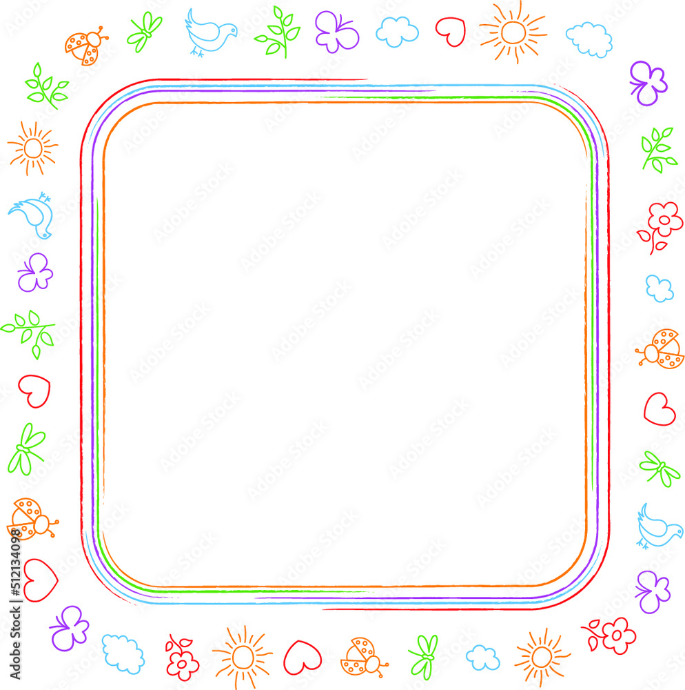 Square vector frame with nature related elements Square vector frame with nature related elements