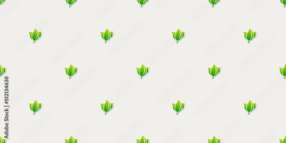 Green Leaf Pattern Background Design, Rows of Many Leaves, Texture, Wallpaper Template for Web in Editable Vector Format