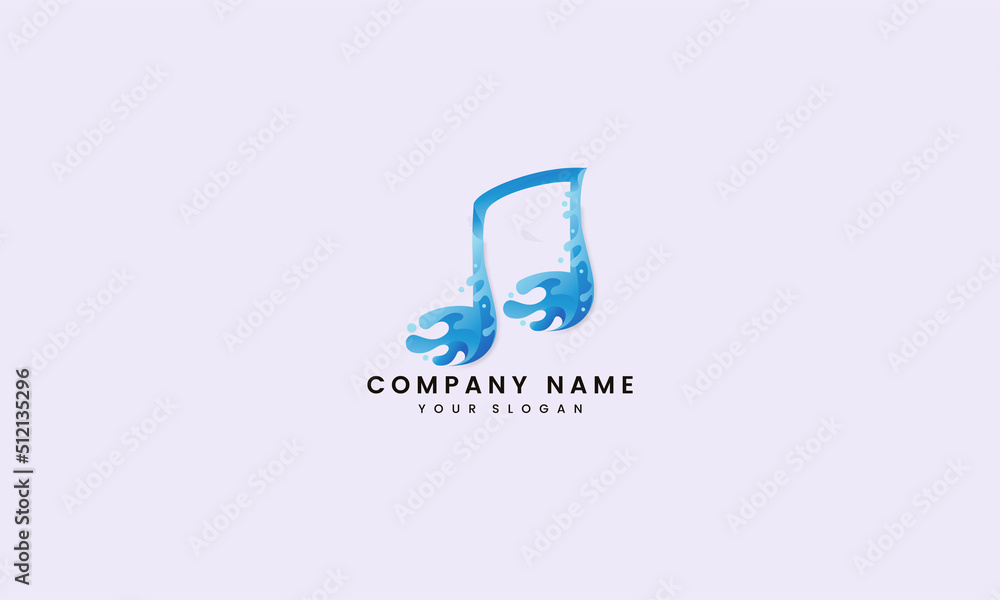 simple blue wave note logo design
