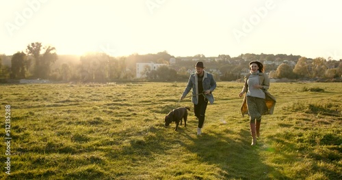 Wallpaper Mural A marriage with a dog walking on the field Torontodigital.ca