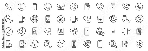 Phone thin line icons set. Phone symbol collection. Smartphone icon vector