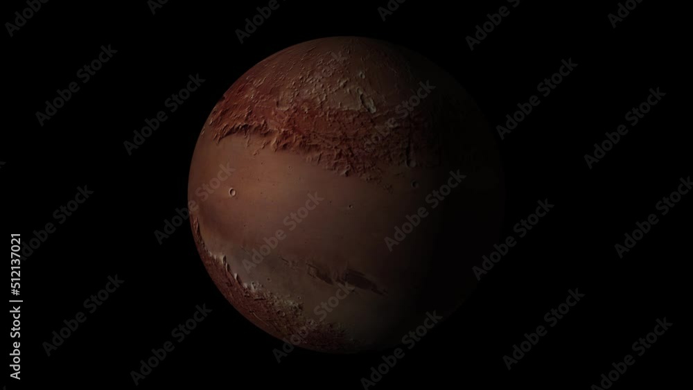 Planet Mars rotating in space Planet Mars rotating in space