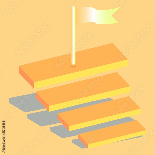 road to the goal in the form of steps with a shadow on a yellow background