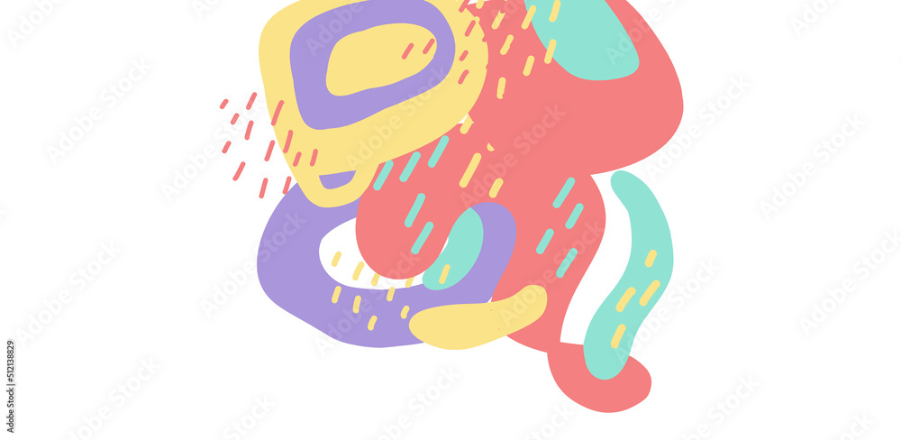 Obraz premium KId pastel fun colorful freeform organic doodle shape hand draw illustration banner