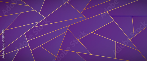 illustration of abstract vector background with gold lines and purple geometric shapes