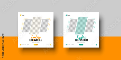 Social media post template for travel holiday tourism marketing and sale promo. tour advertising. banner offer.