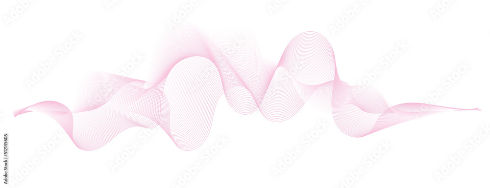 abstract vector pink wave melody lines on white background	
