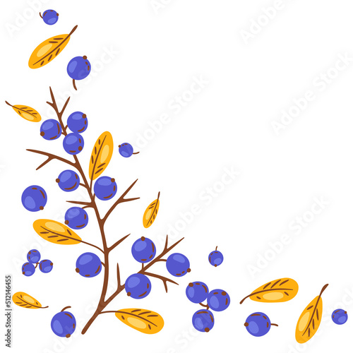 Background from horn branch with berries. Image of autumn plant.