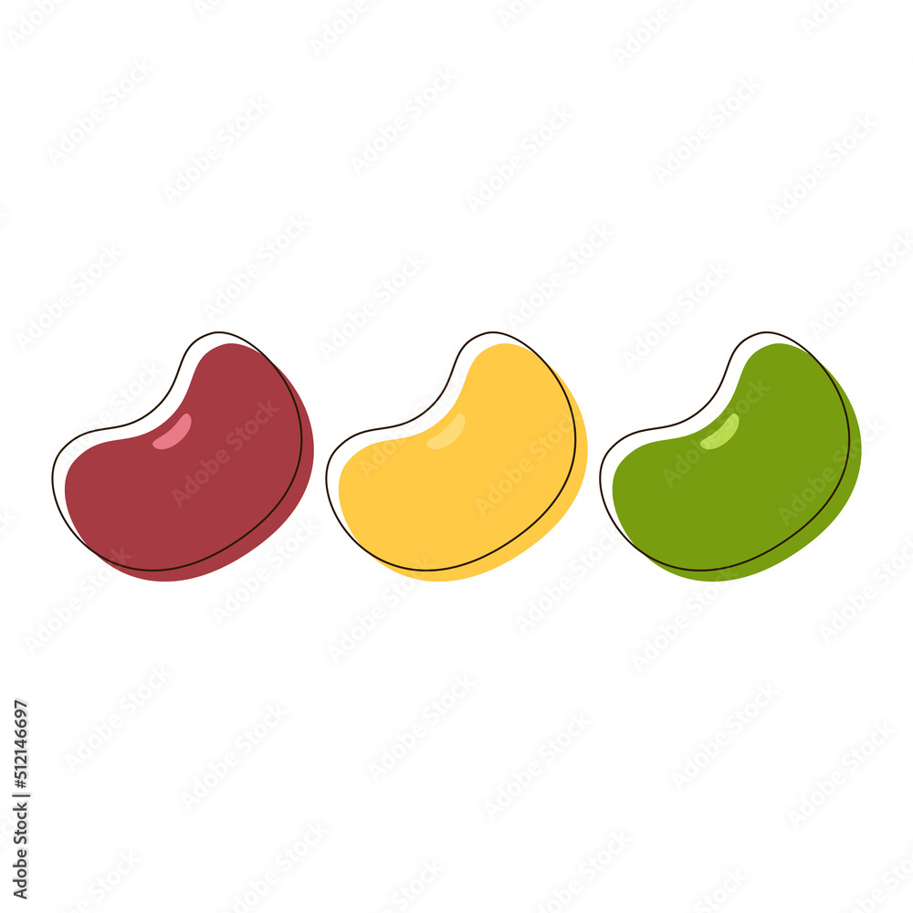 Mung bean, Kidney bean and Soybean on white background. Bean logo design.
