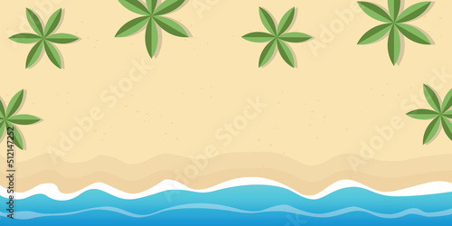 summer holiday beach background sea wave and palm tree top view