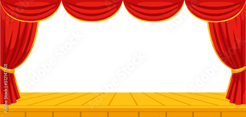 Background with curtains stage. Illustration for theatrical performance.