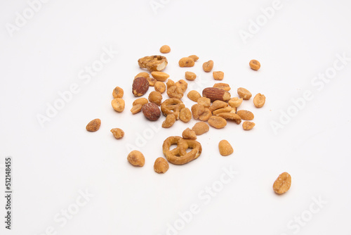 bar mix snacks isolated on white 