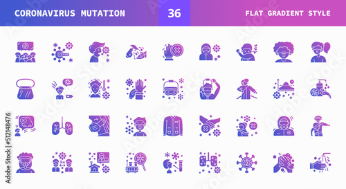 Coronavirus Mutation icons set flat gradient of vector icons. Can used for digital product, presentation, UI and many more.