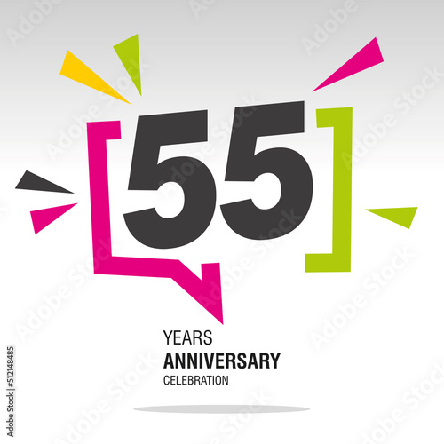55 Years Anniversary celebration colorful white modern number logo icon banner