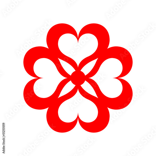 Red Love Heart Petal Flower Pattern