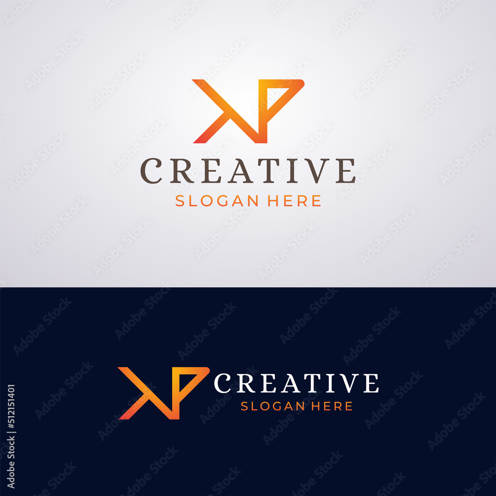 Initial K and P creative logo design vector - obrazy, fototapety, plakaty 
