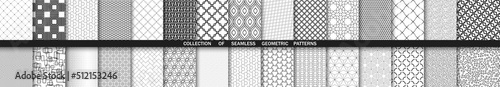 Set of vector seamless geometric patterns for your designs and backgrounds. Black and white abstract ornament. Modern ornaments with repeating elements