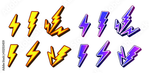 3d lightning with yellow and purple