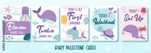 baby milestone cards set with ocean themed part IV
