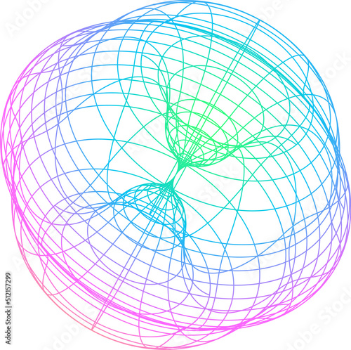Retrofuturistic 3d Torus Wireelement Shape