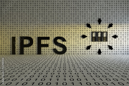 IPFS concept text sunlight 3D illustration