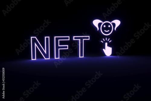 NFT neon concept self illumination background 3D illustration photo