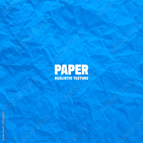 Colorful blue crumpled paper texture. Rough grunge old blank. Colored background. Vector illustration