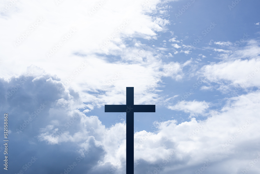 The Cross at the sky background , Jesus Christ cross