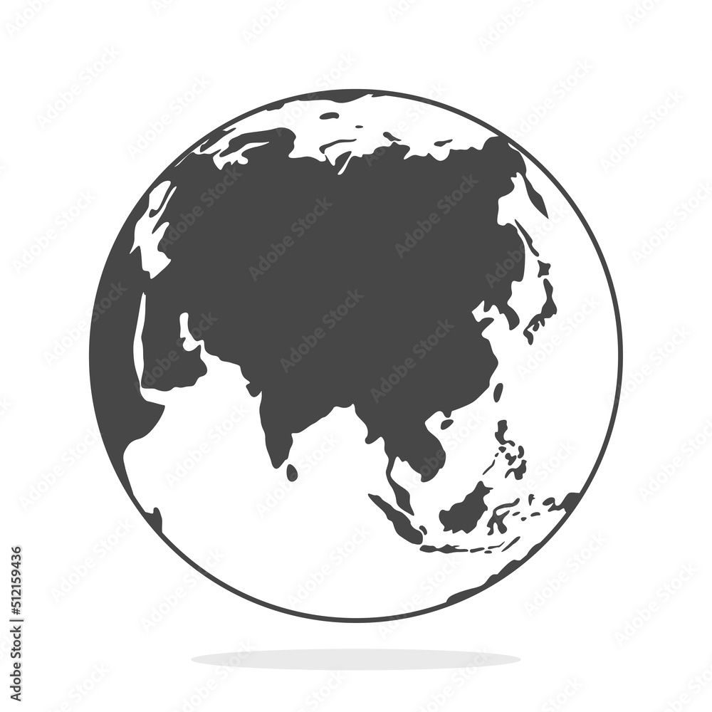 Globe flat design style on white background