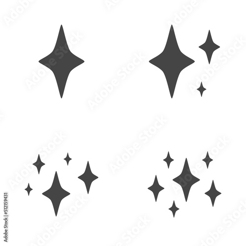 Set of stars sparkles  flat design