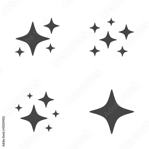 Set of stars sparkles  flat design