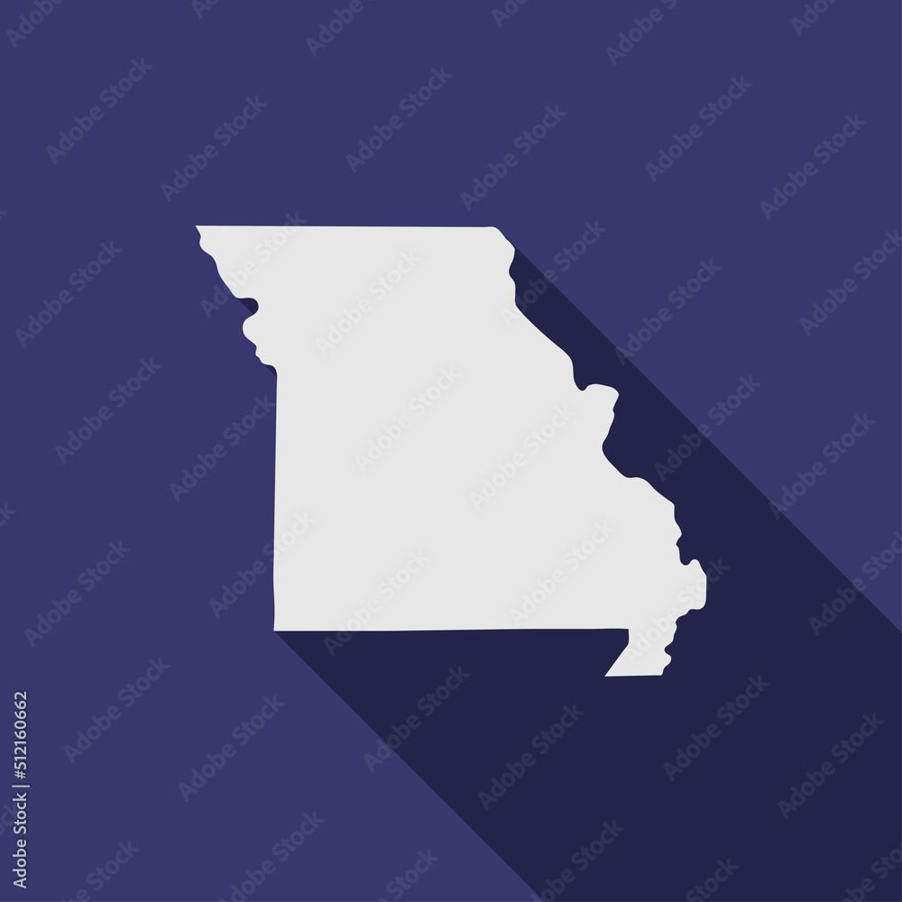 Missouri state map with long shadow
