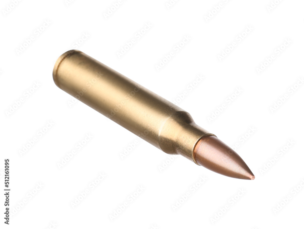 Rifle cartridge isolated on white. Firearm ammunition Rifle cartridge isolated on white. Firearm ammunition