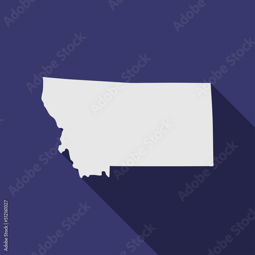 Montana state map with long shadow