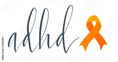 Adhd Attention deficit hyperactivity disorder Awareness Month October banner template with handwritten brush lettering