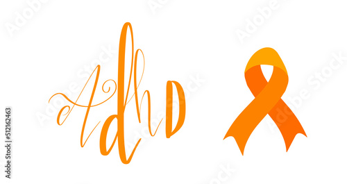 Adhd Attention deficit hyperactivity disorder Awareness Month October banner template with handwritten brush lettering
