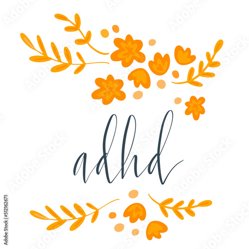 Adhd Attention deficit hyperactivity disorder Awareness Month October banner template with handwritten brush lettering