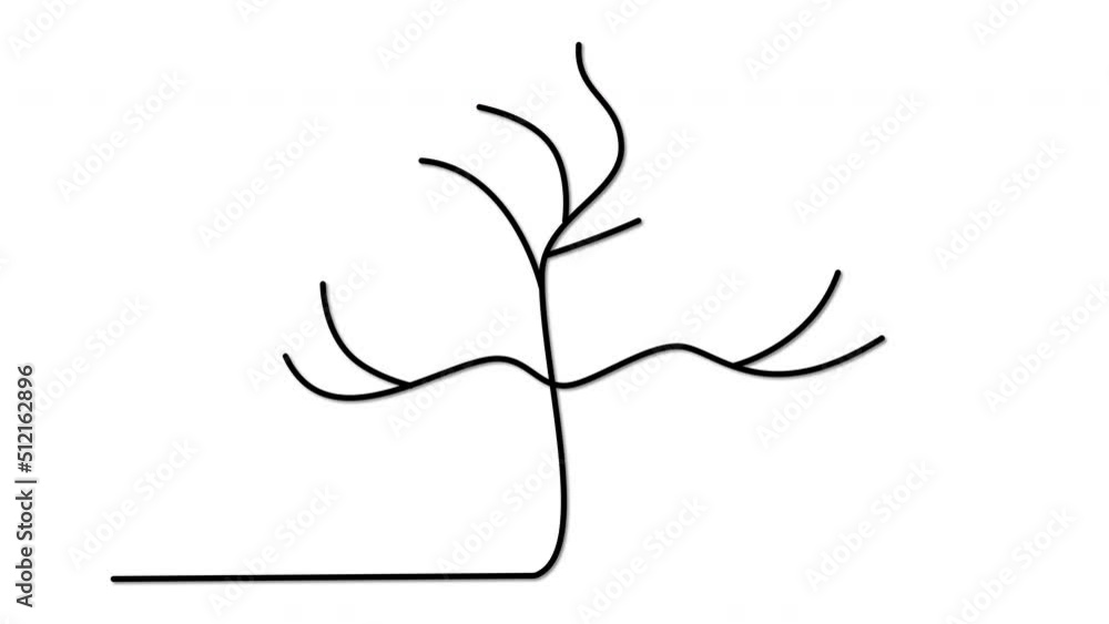Tree with green leaves self drawing animation. Line art. Tree with green leaves self drawing animation. Line art.