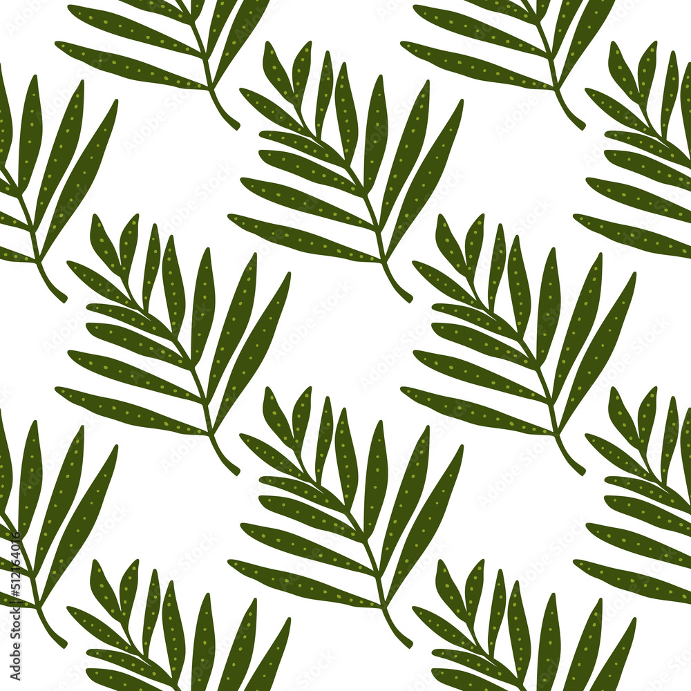 Fototapeta premium Creative tropical palm leaves seamless pattern. Jungle leaf wallpaper. Botanical floral background. Exotic plant backdrop.