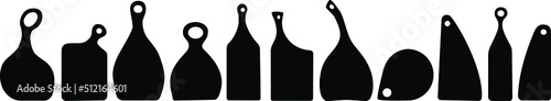 black wooden cutting boards of various unusual shapes. Applicable as a separate object for the background and for combination with any objects .  Made without background eps10 vector illustration