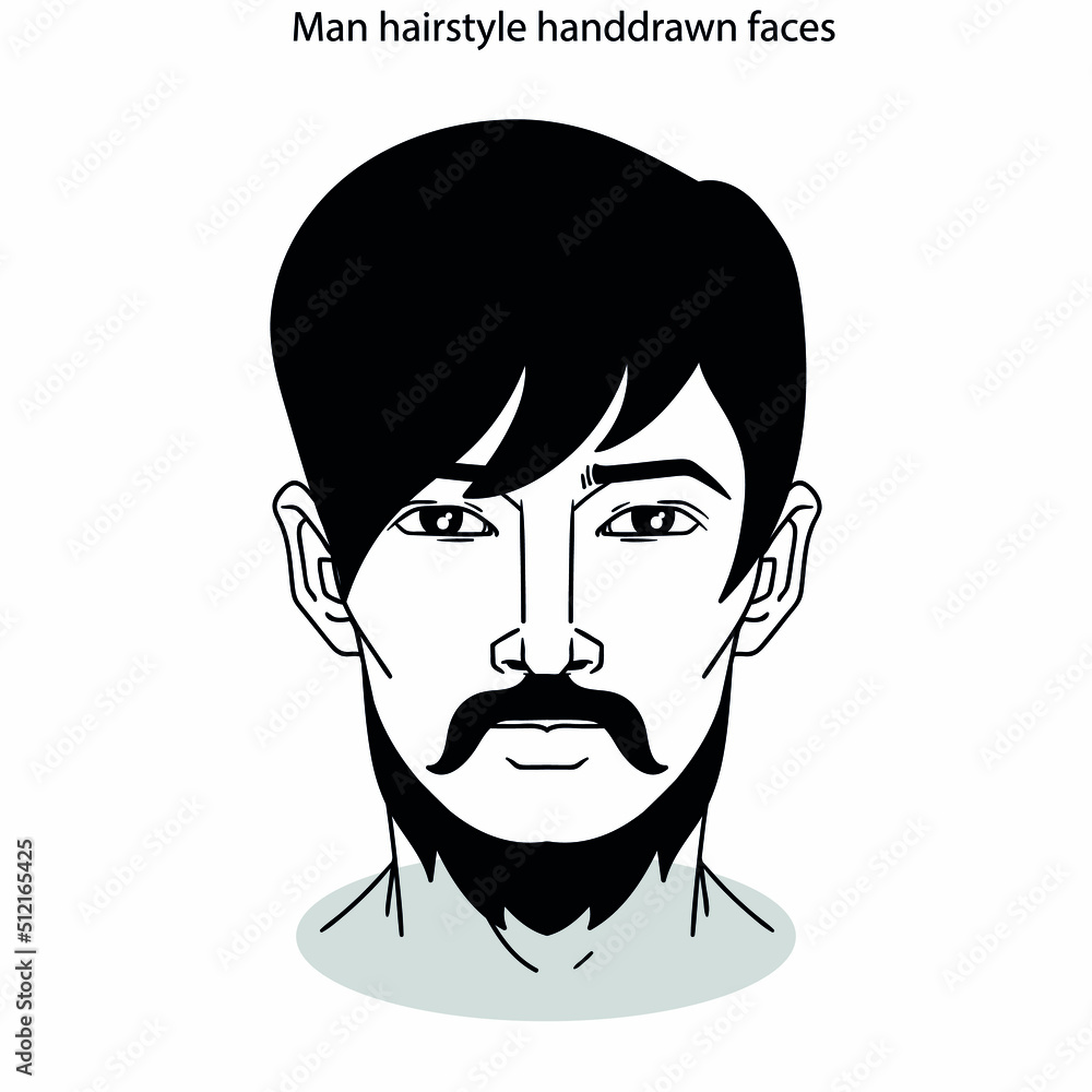 Man hairstyle icon sets flat black white handdrawn faces sketch Man hairstyle icon sets flat black white handdrawn faces sketch