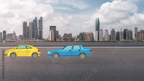 Flat 3d isometric High Quality City Transport Car Set Animation Video | Mini and Sport Cars Video | Yellow Car Video, Blur Car Video in City, Red Car Video | Transport Car Video | Van, Truck, off-Road photo