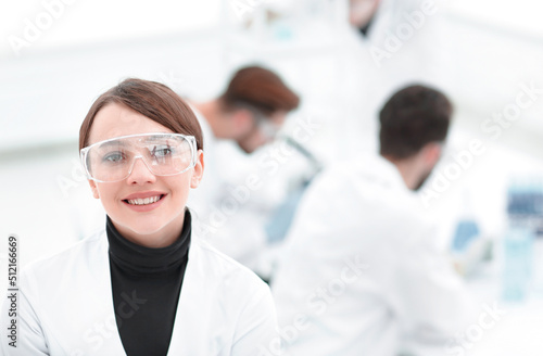 portrait of scientist in laboratory background.